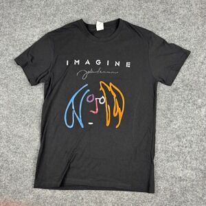 Haloo T-Shirt Mens Size M Black John Lennon Imagine Graphic Art Short Sleeve Tee